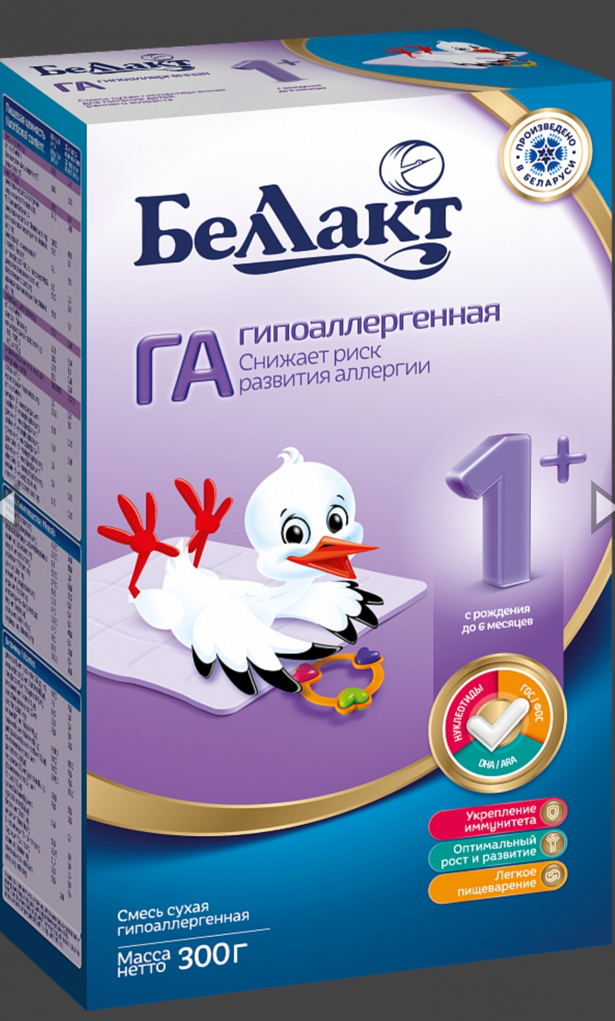Смесь сухая гипоаллергенная для диетического профилактического питания детей раннего возраста «Беллакт ГА 1+», 300г