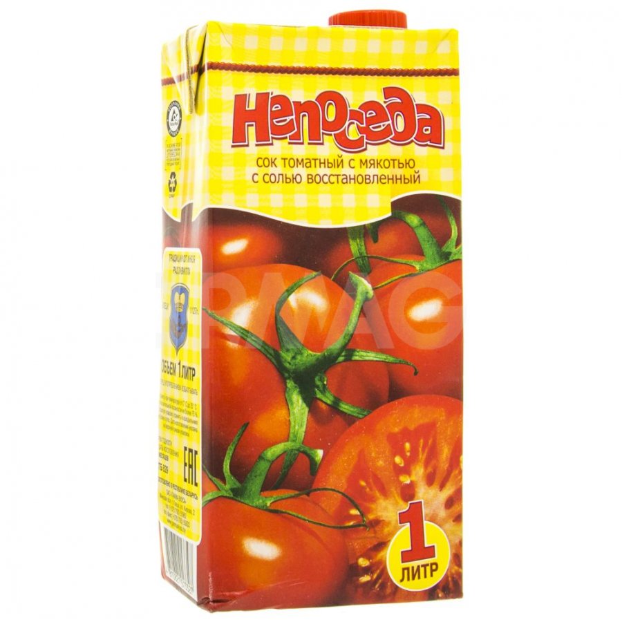 Сок для дет/пит Непоседа томатный с мякотью и солью 1л