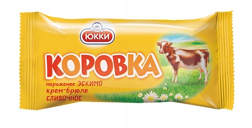 Мороженое сливочное Коровка крем-брюле в глазури карамельной эскимо 65г