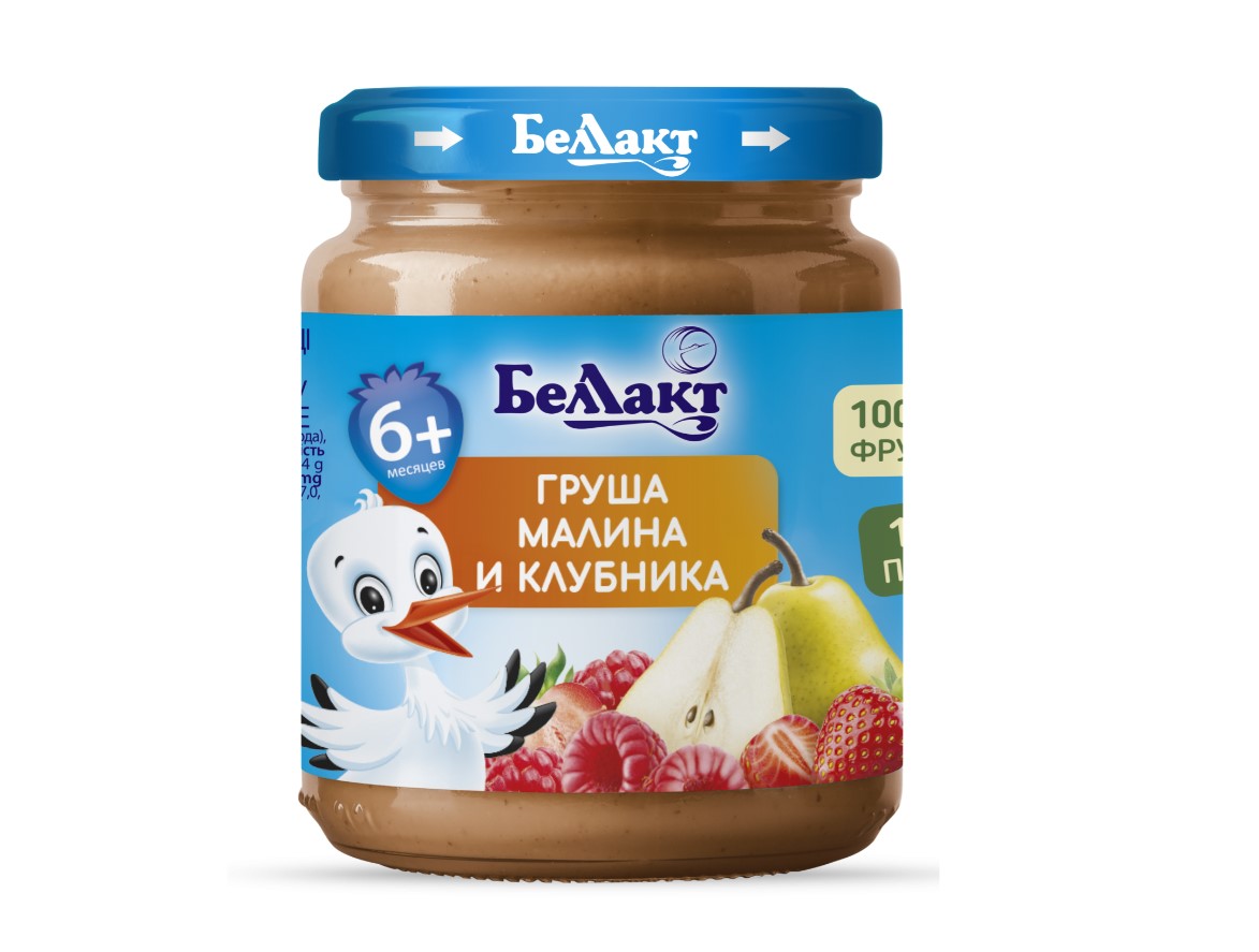 Пюре для дет/пит груша/малина/клубника 100г