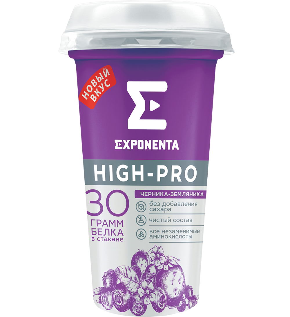 Напиток кисломолочный обезжиренный "Exponenta" черника-земляника, 250 г.