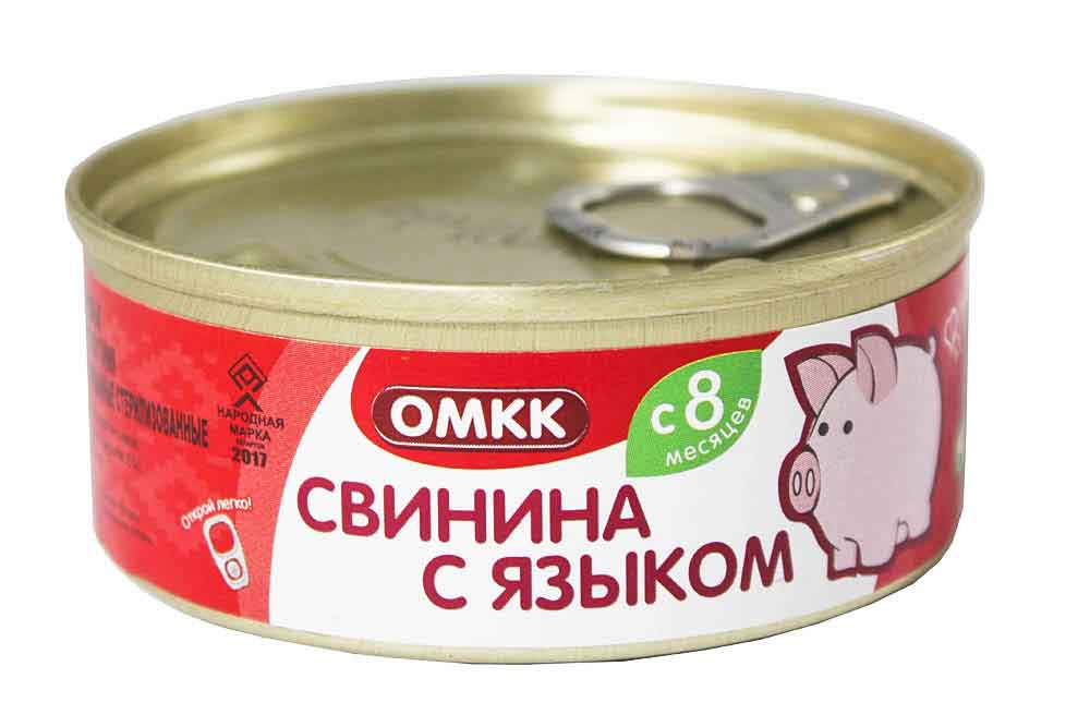 Консервы д/п "Свиннина с языком" 100г