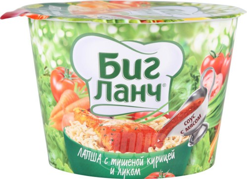 Лапша б/п Биг Ланч Кухня бес границ с тушеной курицей и луком стакан 90г