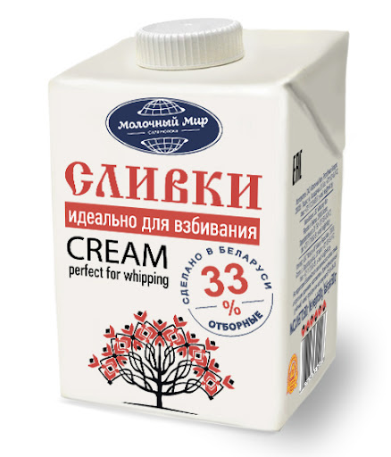 Сливки «Молочный мир» 33%, стерилизованные, 500 г