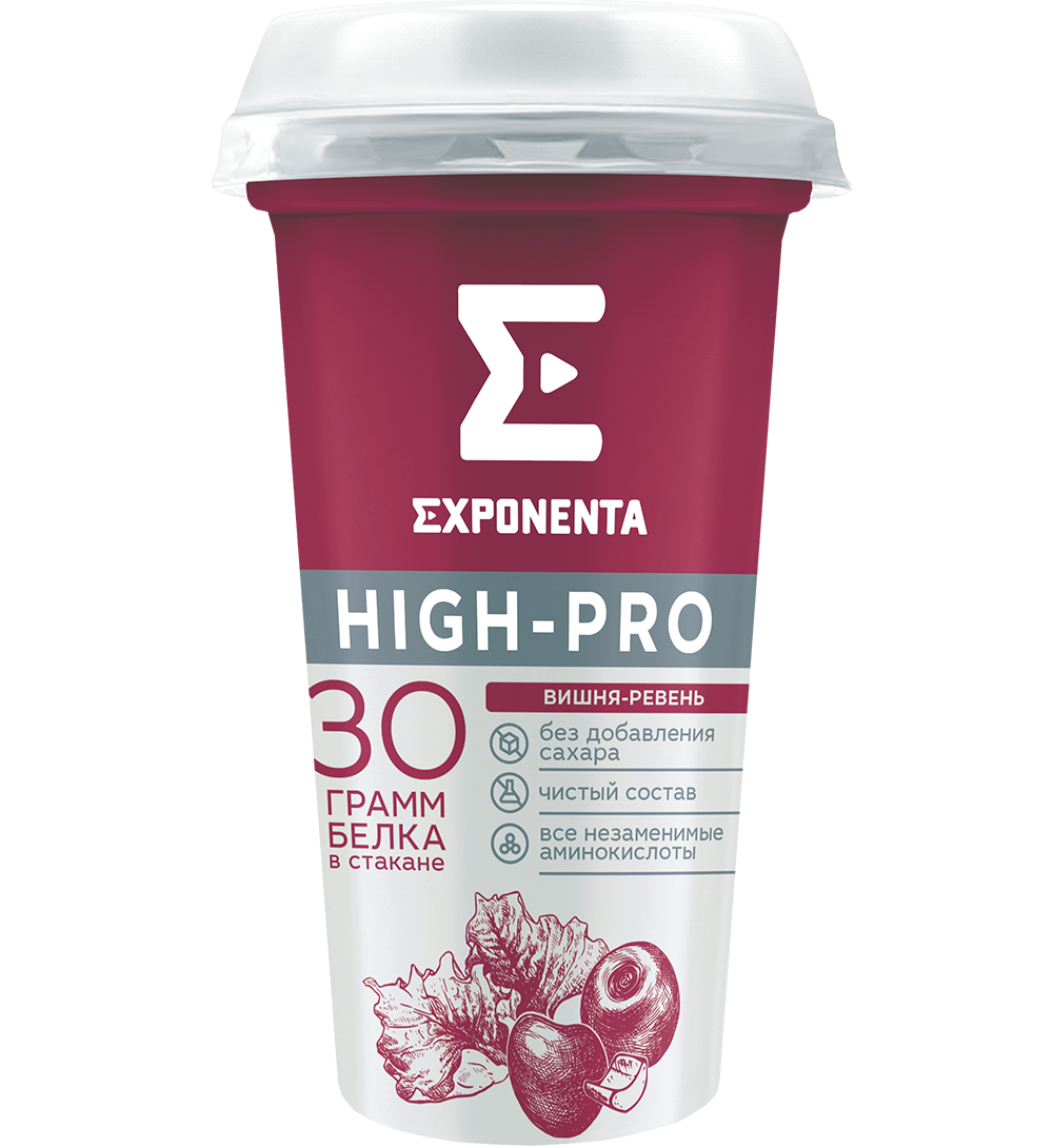 Напиток кисломолочный обезжиренный "Exponenta" вишня-ревень, 250 г.