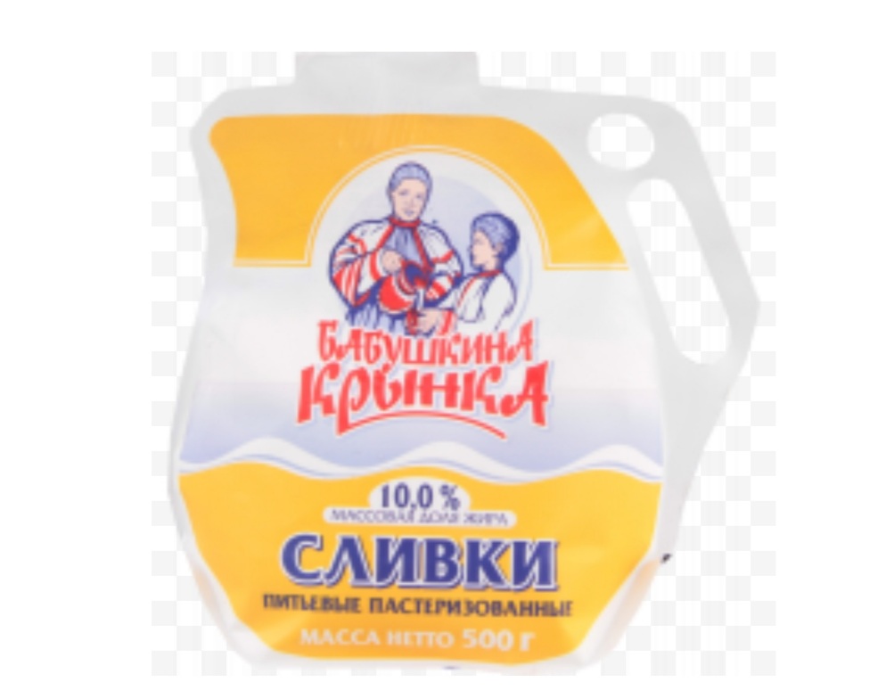 Сливки «Бабушкина криничка» пастерилизованные, 10%, 500 мл