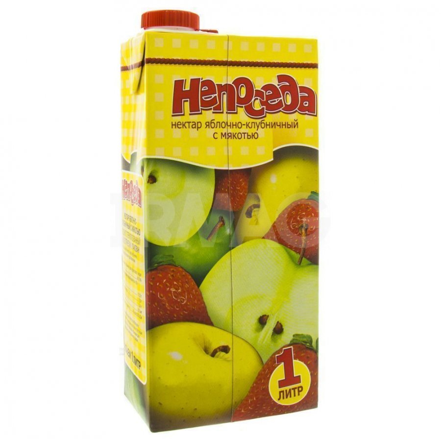 Нектар для детского питания Непоседа яблочно-клубничный с мякотью 1л
