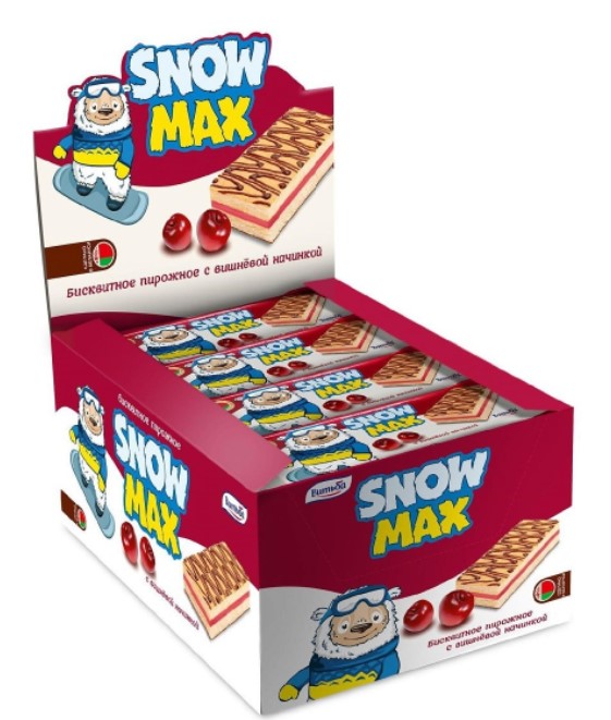 Пирожное бисквитное "Snow max" с вишневой начинкой 40 г Витьба