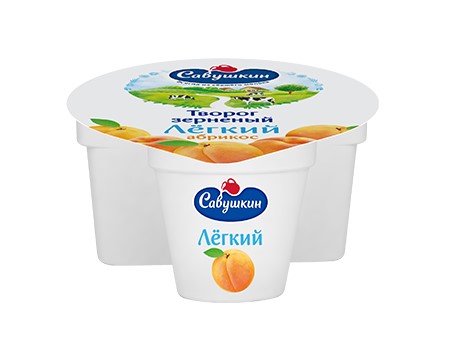 Творог зерненый Ласковое лето Абрикос двухкамерный п/стакан 3% 130г