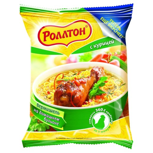 Вермишель б/п "Роллтон" на домашнем бульоне с курицей 60г
