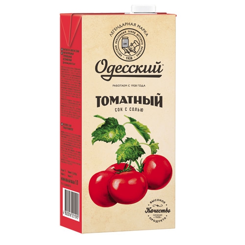 Сок "Одесский" томатный с мяк. с солью 1,93л