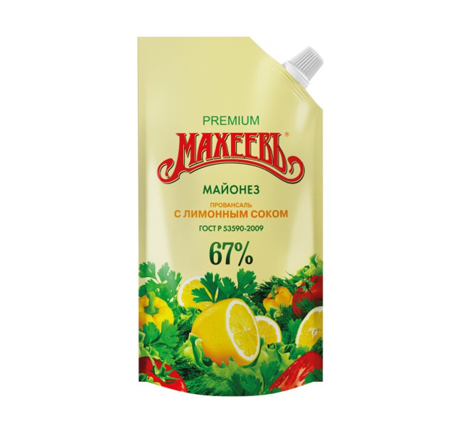 Майонес Махеевъ Провансаль с лимонным соком дой пак с дозатором 67% 380г
