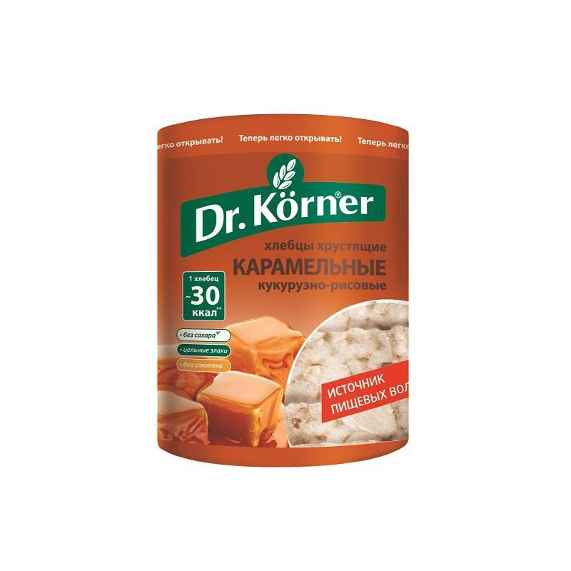 Хлебцы хрустящие Dr Korner карамельный 90г