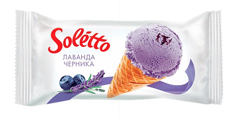 Мороженое Soletto слив с аром лаванды и чизкейка черничным вар и глас конд в ваф сах рож 75г