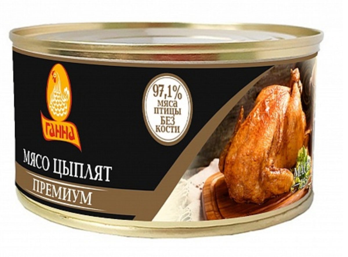 Консервы мяснойе ис мяса птицы кусковые стерилизованные "Мясо цыплят премиум", 325г