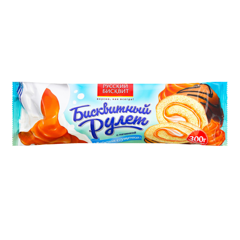 Рулет бисквитный с начинкой вареная сгущенка 300г