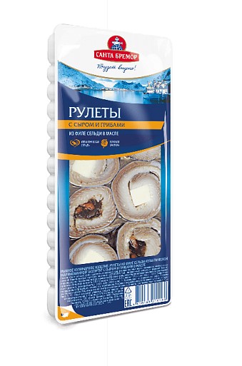 Рулеты ис филе сельди "Ассорти" с сыром и грибами 240 г