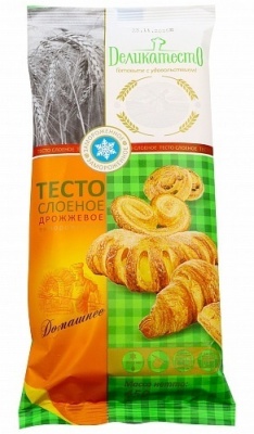 Тесто слоеное «Домашнее» дрожжевое ДеликатестО, замороженное, 450 г