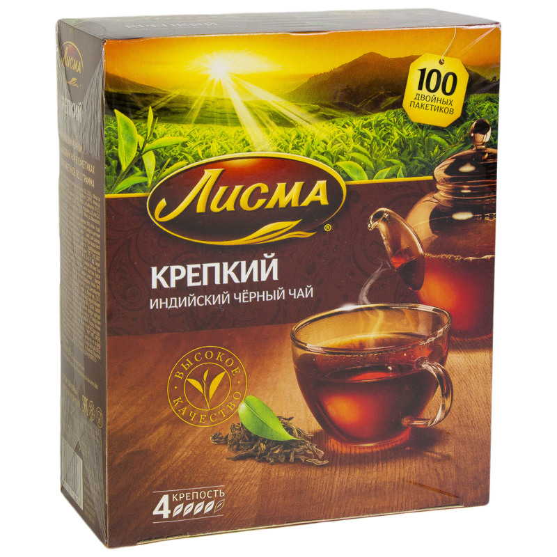 Чай черный байховый Лисма 1сорт крепкий 2г*100п