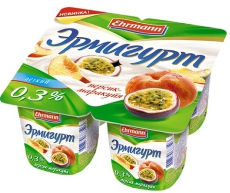 Продукт йогуртный молочный Эрмигурт легкий Персик-маракуйя 0,3% 100г