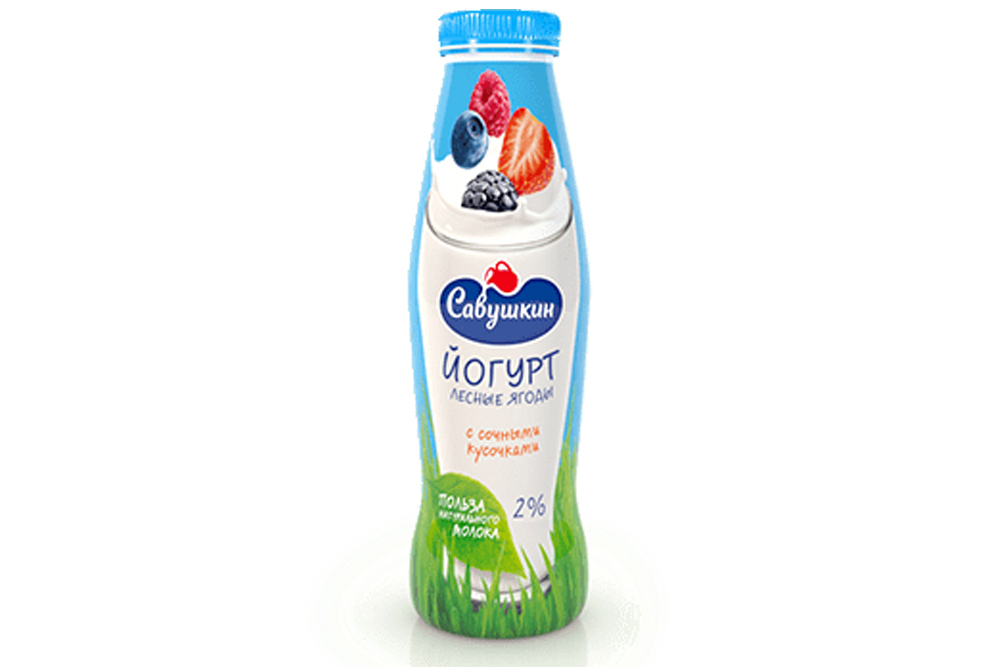 Йогурт питьевой "Савушкин" лесные ягоды, жирность - 2%, 415 г.
