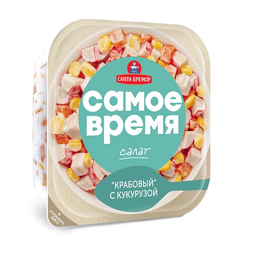 Салат Крабовый ис мяса краба сурими имитация с кукурузой 150г