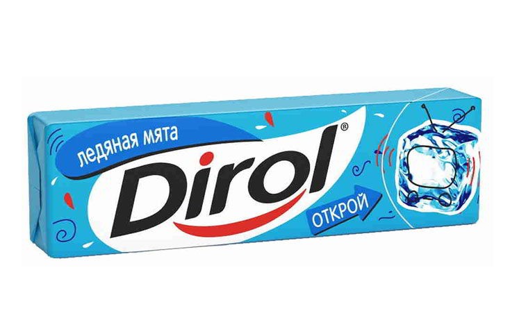 Резинка жевательная б/сах Dirol со вкусом перечной мяты Ледяная мята 13,6г