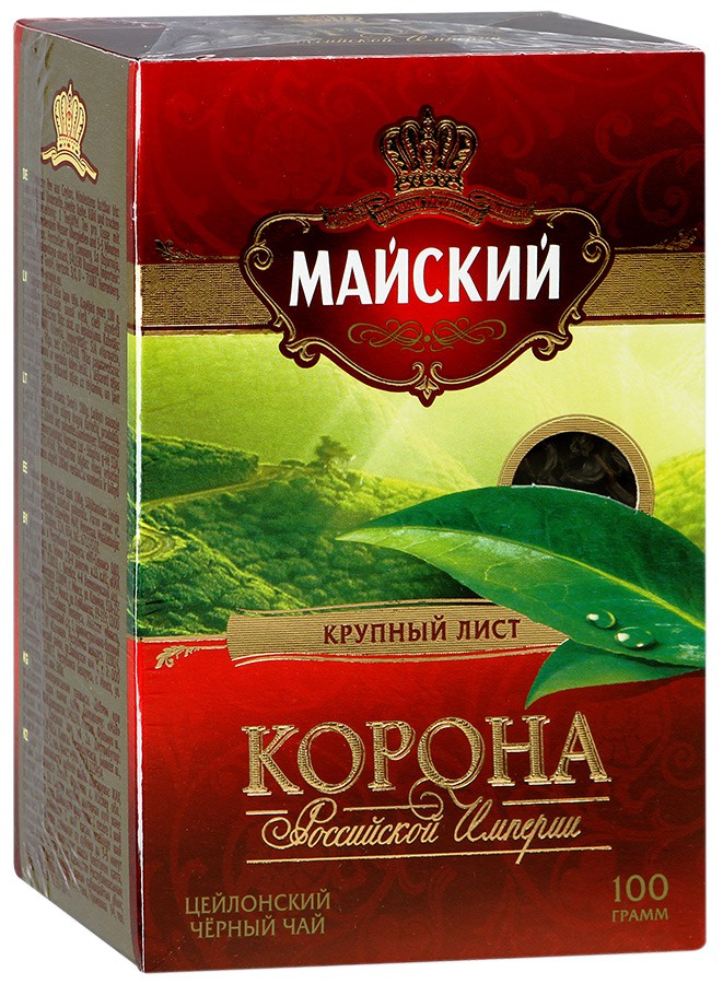 Чай черный байховый Майский в/с Корона Российской империи крупнолистовой 100г