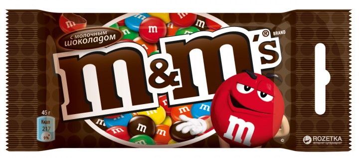 Драже M&M's с молочным шоколадом, покрытое хрустящей разноцветной глазурью 45г