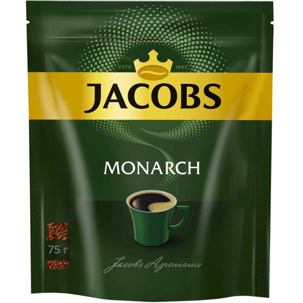 Кофе Якобс Монарх Intense натуральный растворимый пакет 75г