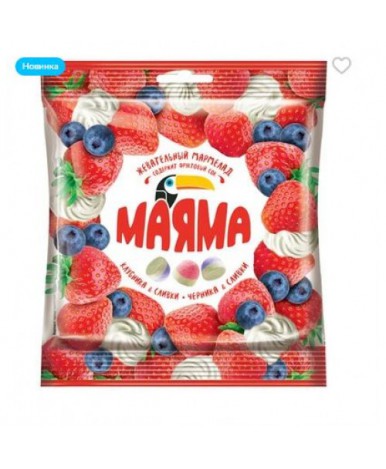 Жевательный мармелад Маяма вкус клубники и черники со сливками 70г