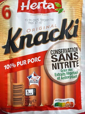 HERTA KNACKI Saucisses 100% pur porc sans nitrite x6 -210g