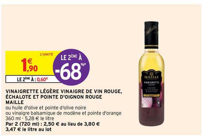Vinaigrette légère : vinaigre de vin rouge et echalotte