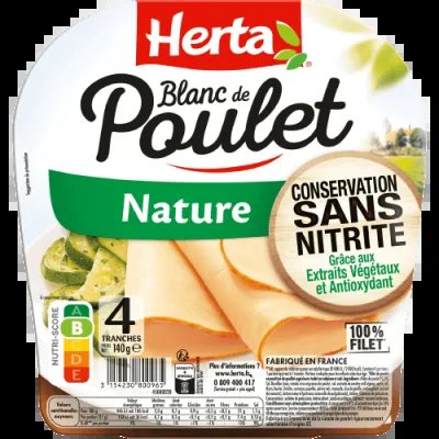 HERTA Blanc Poulet Nature conservation sans nitrite x4 -140g