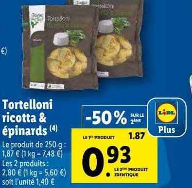 Tortelloni Ricotta et épinards