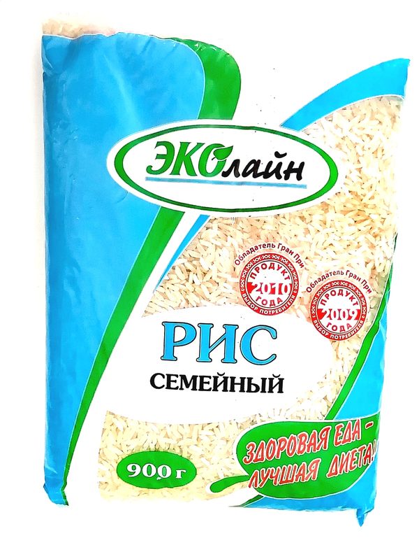 Рис Семейный Эколайн длиннозерненый шлифованный 900г
