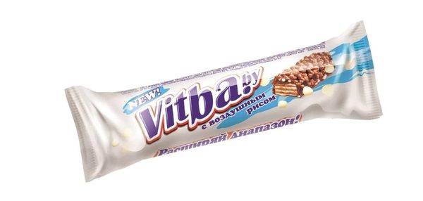 Батончик вафельный vitba.by с воздушным рисом в молочной глазури 38г