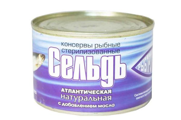 Сельдь атлантическая натуральная с добавлением масла 250г