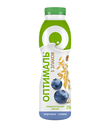 Йогурт Черники-злаки обог бифидобактериями 2% 415г