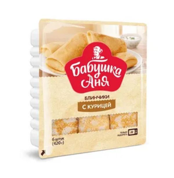 Блинчики «Бабушка Аня» с курицей, замороженные, 420 г