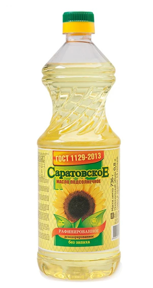 Масло подсолнечное "СаратовскоЕ" рафинированное дезодорированное, 0,8л.
