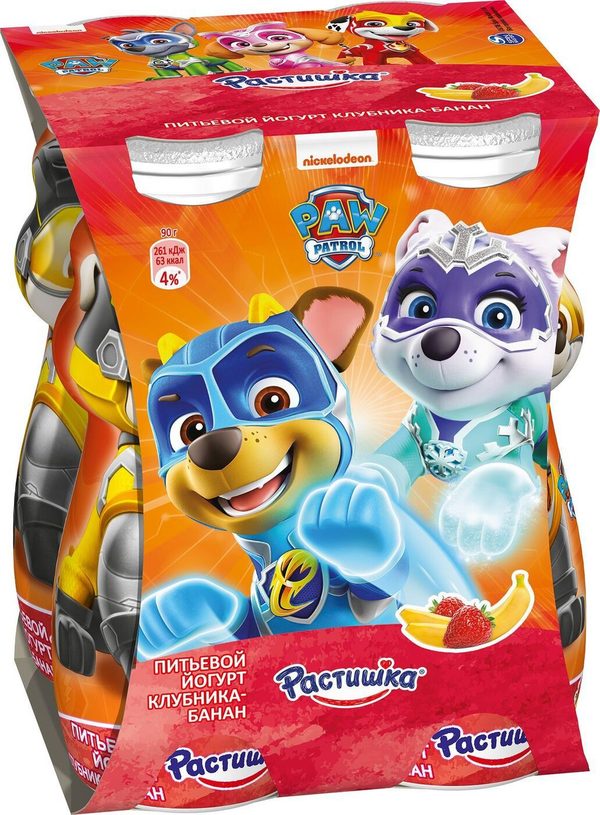 Йогурт д/п питьевой "Растишка" земляника обог. Вит.D и Ca с игрушкой 1,6% 360г(4шт*90г)