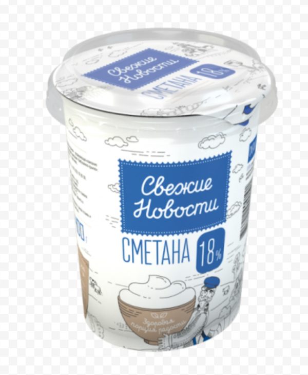 Сметана «Свежие новости» 18%, 380 г