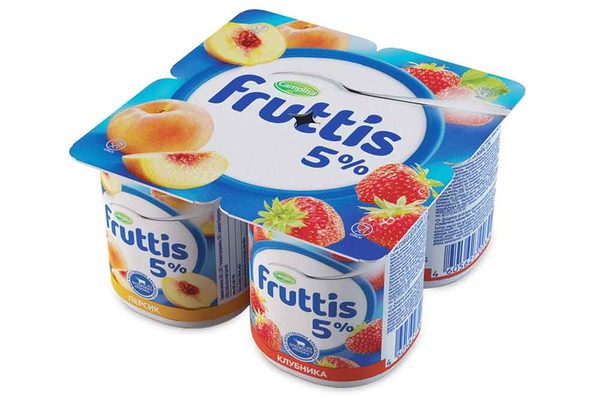 Продукт йогуртный Fruttis клубник/персик 5% 115г