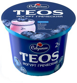 Йогурт густой TEOS Черника 2% 250г