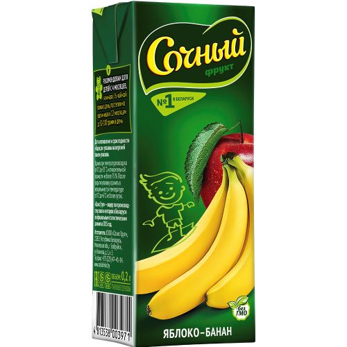 Нектар для дет/пит Сочный Яблоко-Банан 0,2л