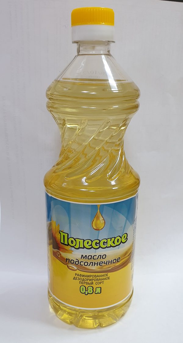 Масло подсолнечное "Полесское" рафинированное дезодорированное, 1с., 0,8л.