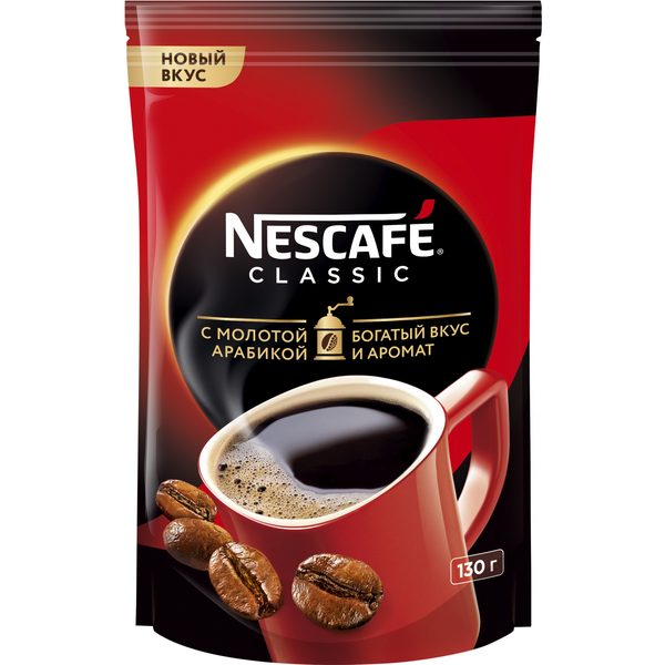 Кофе расворимый Nescafe classic с добавлением молотого м/у 130г