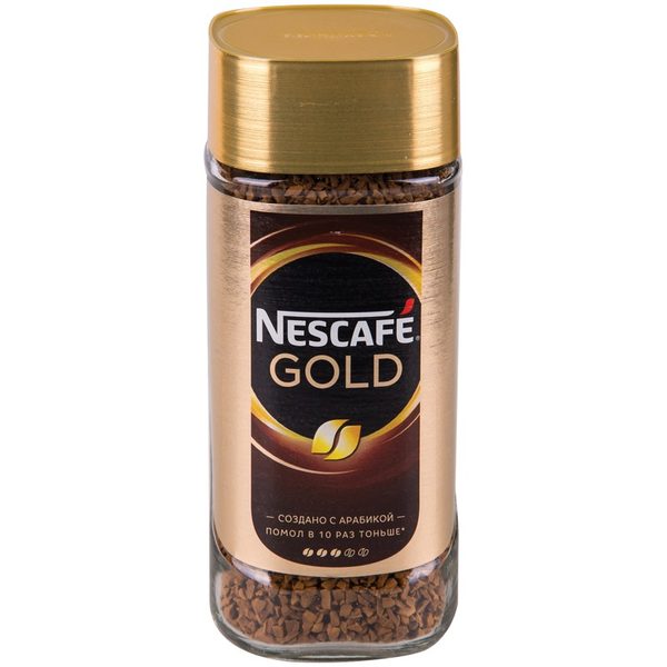 Кофе растворимый Nescafe Gold натуральный сублимированный с добавлением молотого кофе стекло 95г