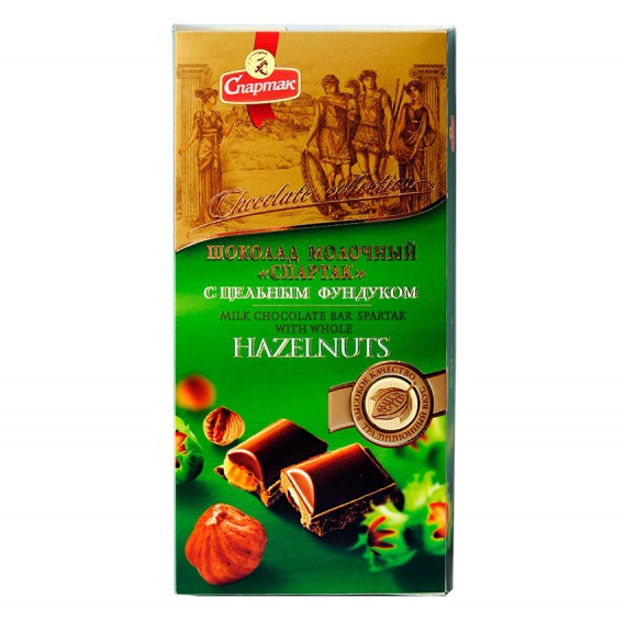 Шоколад молочный Спартак с цельным фундуком пенал 90г